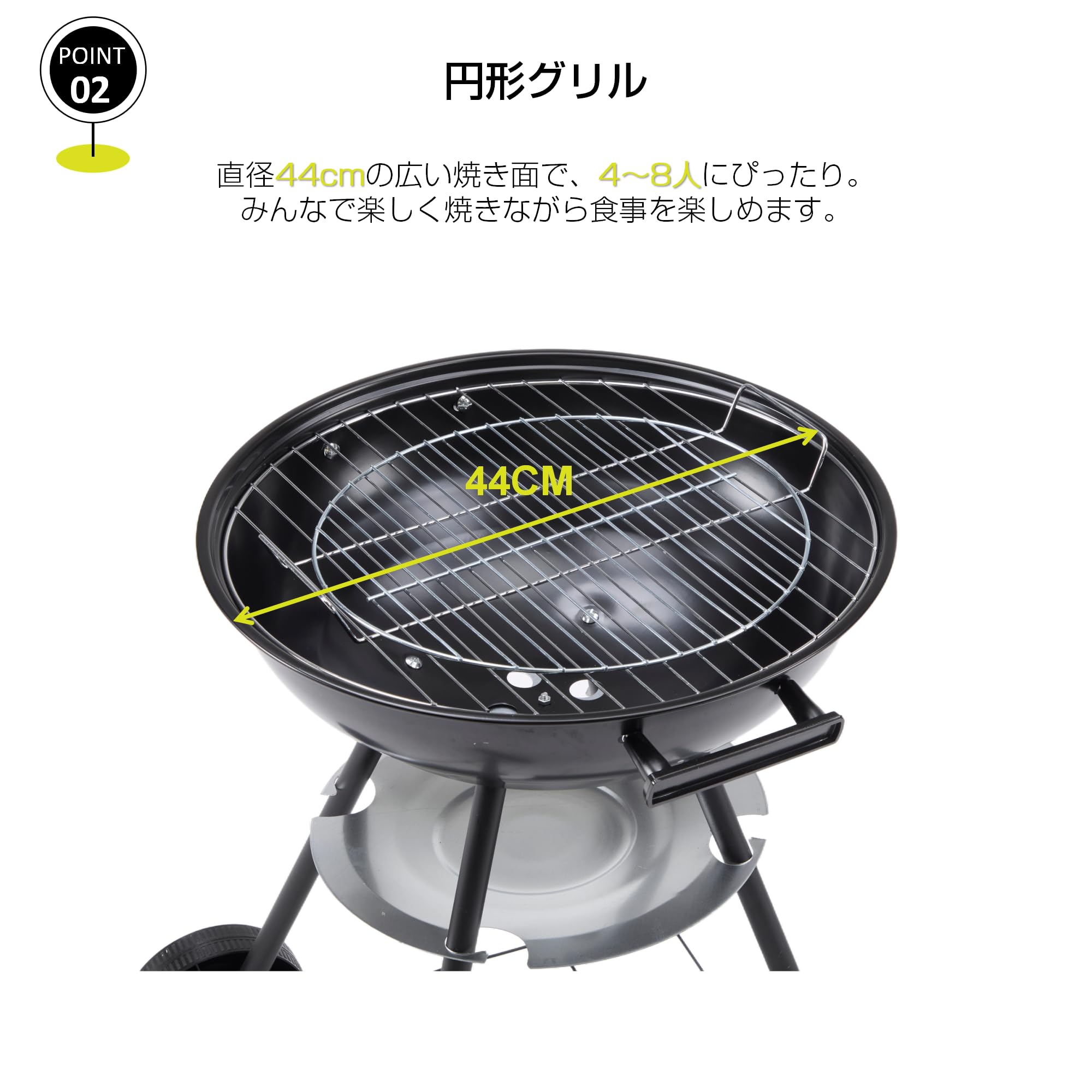 Amazon | バーベキューコンロ 蓋付き バーベキューグリル 円形 軽量